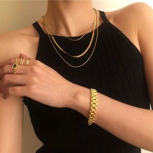 18k Gold 3 Layer Snakebone Statement Necklace